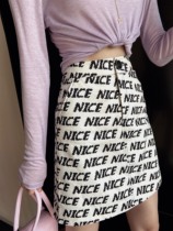 Wei Yanni Santa Rita eye-blowing Street hipster fan giant nice twill print A- shaped skirt