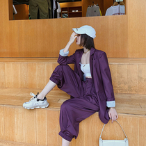 Wei Yanni Santa Rita beautiful grape purple fashion trend casual slim purple suit bloomers suit