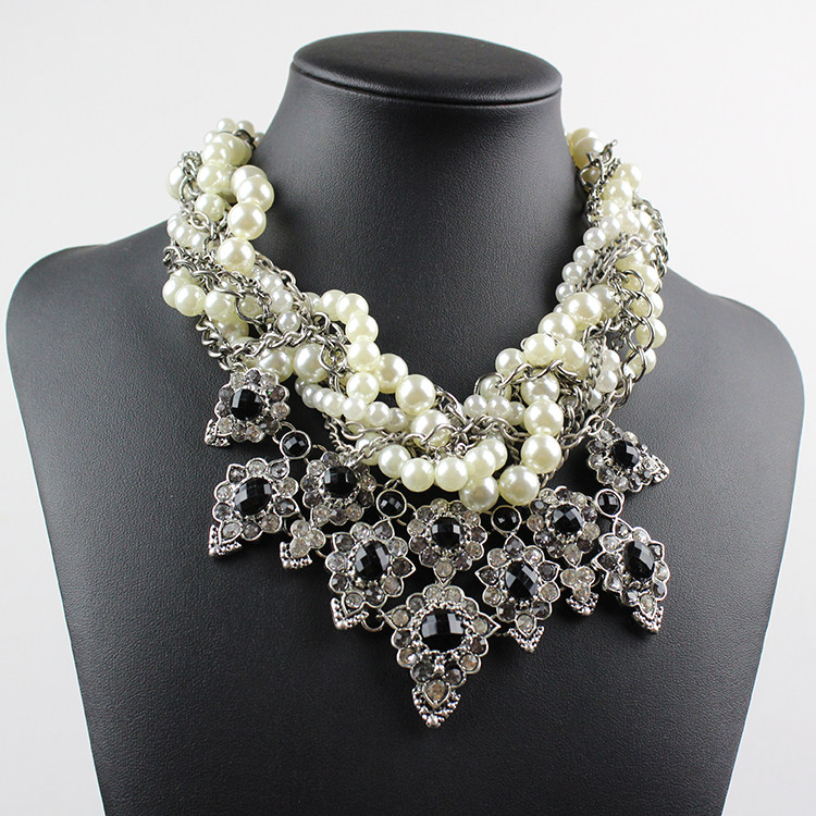 中心龙首页 >> 念迪饰品 >> 欧美夸张大牌短款珍珠复杂项链配饰韩国