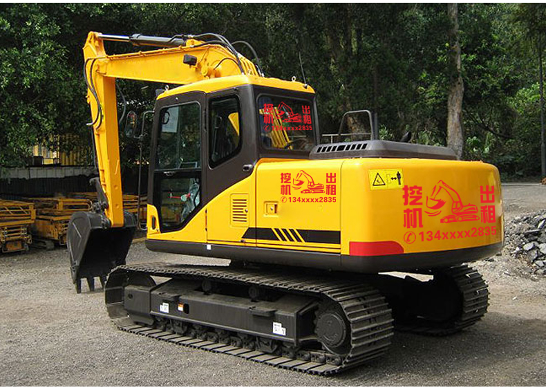 挖机贴纸广告出租 广告车身贴租赁广告防水车贴 个性电话号码车贴