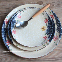 Japanese porcelain pottery dish dish plate practical dish home snowflake underglaze creative rice plate dinner plate round flat plate