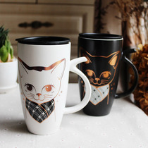 Frosted ceramic cat cup water cup large capacity mug coffee cup milk tea cup office restaurant 550ML