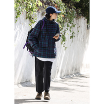 Nobodyknows Japanese spring check style hooded function pocket loose mens and womens hefty jacket jacket