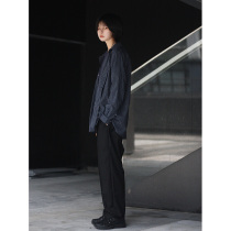 Nobodyknows Japanese Retro Simple Loose Striped Two-color Mens and Womens Neutral Long Sleeve Shirt