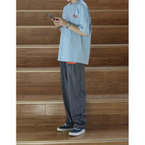 Nobodyknows Summer Light Blue Cotton Gothic Sanskrit Pattern Print Loose Joker Short Sleeve T-shirt