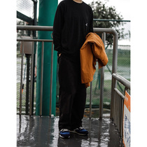 Nobodyknows spring and autumn cotton base pocket loose simple Joker men and women bottomed round neck long sleeve T-shirt