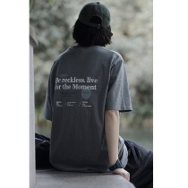 Nobodyknowns Summer Day Ensemble Pure Cotton Minimalist Letters Printed Loose 100 hitch casual short sleeve T-shirt