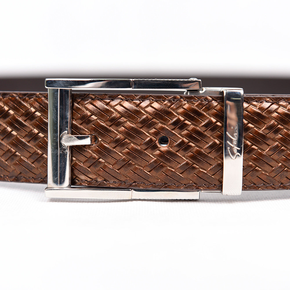 沙驰真皮皮带 商务休闲针扣腰带 男士中年牛皮裤带815192106