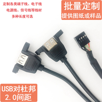 Customized motherboard 9p DuPont 2 0 2 54 pitch double female USB cable with screw positioning with ear grounding