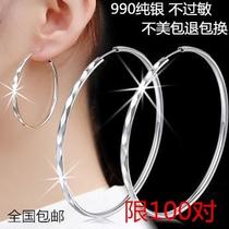 999 pure silver earrings female exaggerated large earrings large earrings large earrings earnails and accessories
