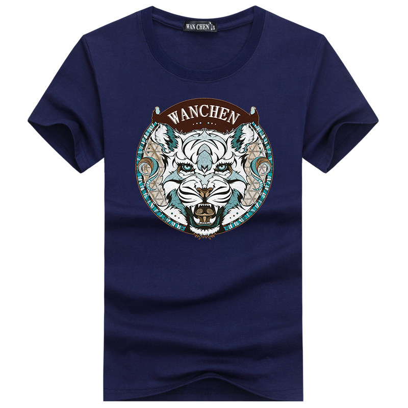 潮牌虎头印花男短袖t恤圆领半截袖t恤纯棉打底衫夏季青年男衣服潮