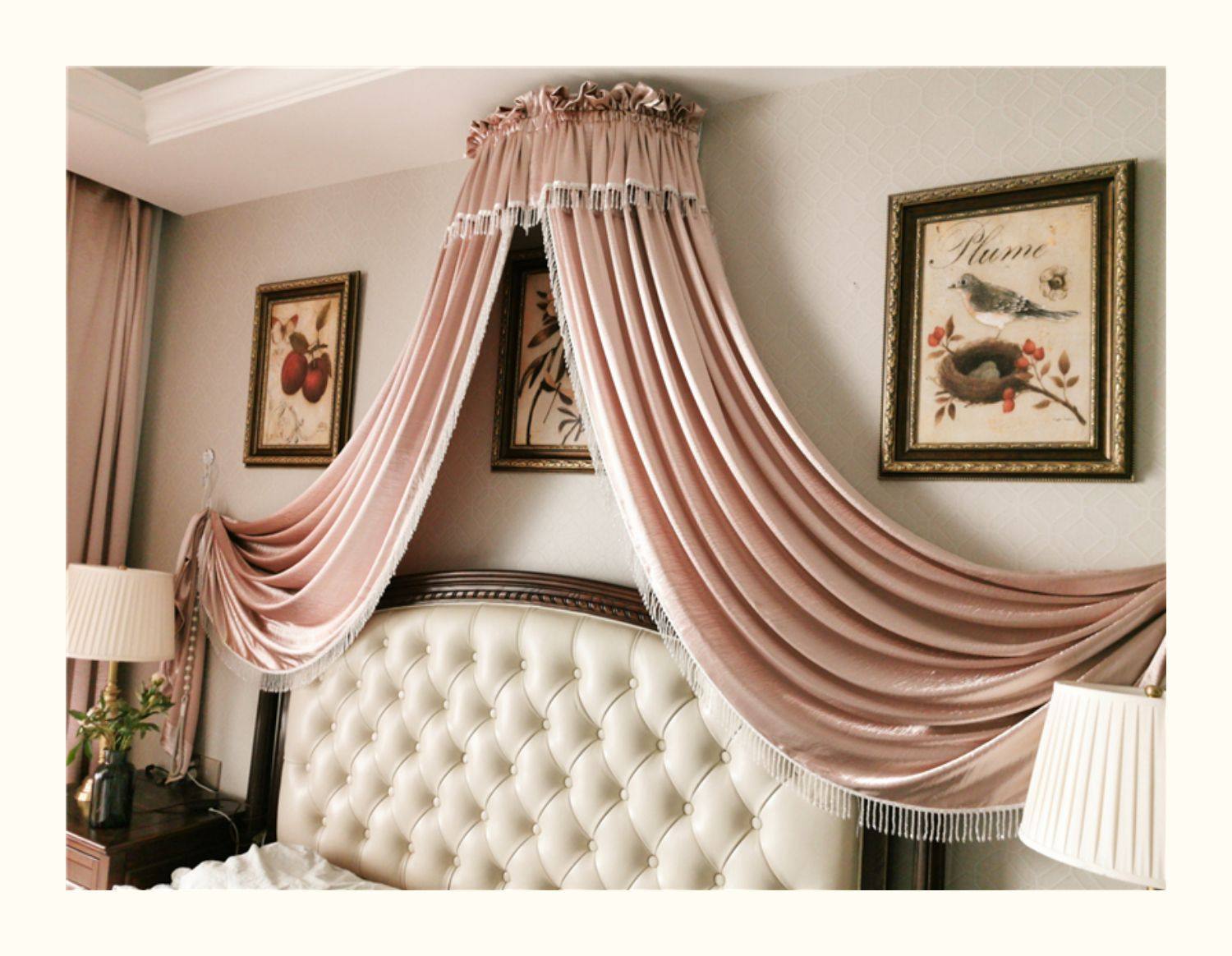 丝缎点睛定制轻奢欧式法式宫廷公主房少女心ins床头装饰床幔