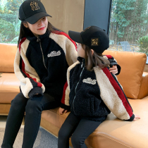Next inss parent-child jacket 2021 New Girl Lamb hair thickened foreign atmosphere autumn winter Net red mother womens clothing