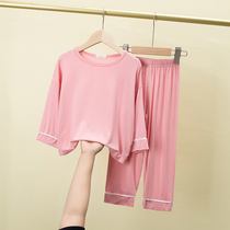 South Korean Children Summer Modale Ice Silk Loose Sleepwear for men and women Childrens children Home Clothing Air Conditioning Cotton Suit