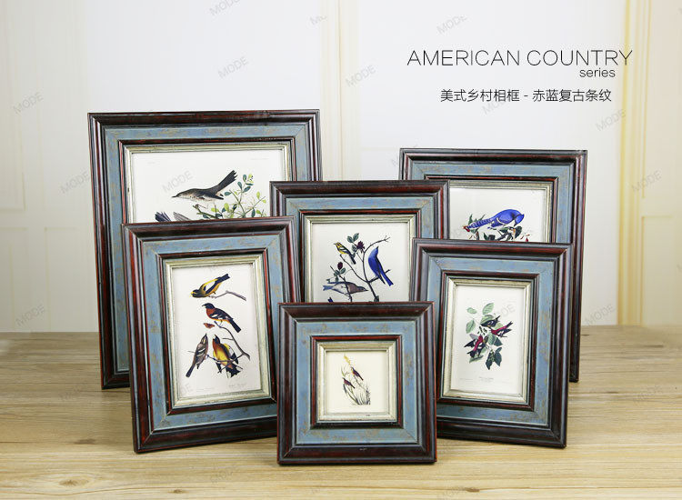 美式乡村复古相框高档欧式实木画框组合照片挂墙摆台35678寸10寸