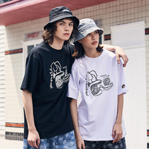 LKSTORE waste Kerseven summer couple base shirt fun print casual men and women loose short sleeve top