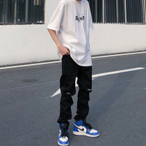 LKSTORE PASET trendy loose straight Hip Hip Hop hole jeans men and women loose casual pants