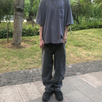 SDCPCCBB X LKOD Spring printing washed denim Jeans Loose Long Pants Day System Tooling Straight Drum Jeans