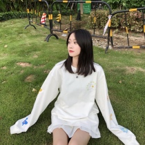 LKSTORE KTDA 19aw arm flower printed long sleeve male and female lovers loose national Chaodee clothing thin