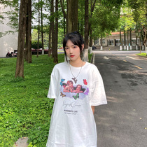 LKSTORE Sanjati Crane Summer Angel butterfly print round neck short sleeve men and women couples National tide