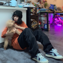 LKSTORE NECY washed up as old riot jeans male and female lovers hip hop Xu Mengjie the same