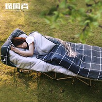 Explorer Sleeping Bag Adults Outdoor Autumn Winter Warm Widening Thicken Printed Sleeping Bag Wild Camping Indoor Lunch Break