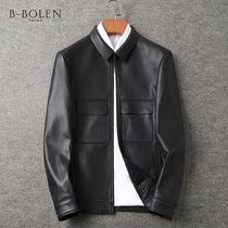 Haining leather leather clothing men imported sheep leather short new lapel locomotive clothing business casual leather jacket jacket