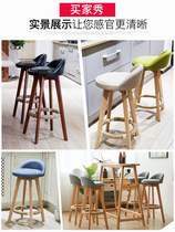 Solid Wood Bar Bench Chair High Footstool Swivel Home Stools Bar Bar Stool Front Desk Finish Silver Chair Bar Chair