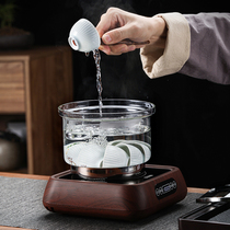 Linzi tea recall cup glass disinfection pot disinfection utensils wash cup Basin tea wash with lid steel bottom battery furnace available