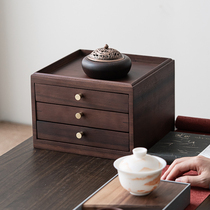 Linzi tea recalls walnut tea box drawer type multi-layer tea cake storage box tea cabinet tea cake special moisture-proof tea box