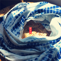 Yunnan specialty Dali Bai handmade tie-dyed natural dye Banlan root tie-dyed rectangular scarf
