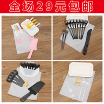 Cake knife and fork set Birthday party disposable tableware Meal plate High-grade plate tray paper plate