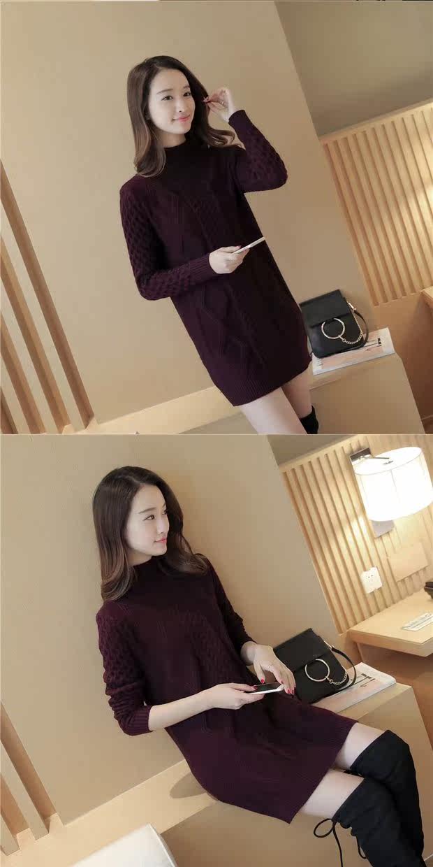 妹妹哥哥时装网 女上装 2016秋冬新款韩版毛衣女士加厚中长款宽松套头