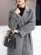 Sandro Mocoloni grey bifacial cashmere big coat woman 2021 Winter thickened with thousands of birdie gags