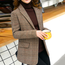 Sandro Mocoloni plaid suit jacket woman 2021 spring autumn new Korean version of a slim retro little western suit