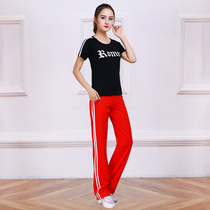 Yang Liping Summer Square Dance Costume New Suit Cotton Short Sleeve Fitness Gymnastics Sportswear Big Code Dance Performance