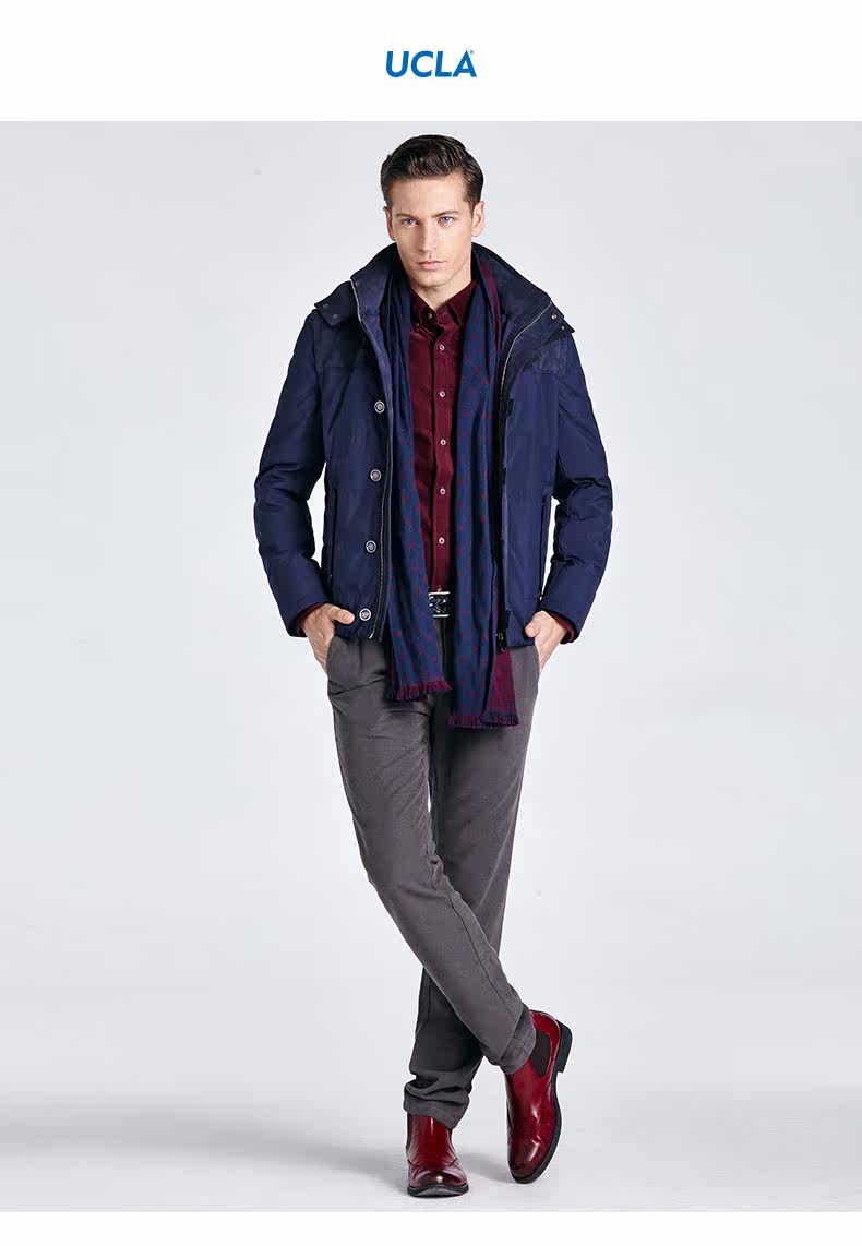 ucla2017年秋冬新款 男装商务 休闲学院风 羽绒服 外套_7折现价1579元