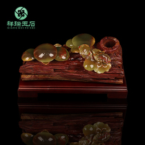 Natural Jade Deadwood Spring Ornament Living Room Entrance Wine Cabinet Money Mushroom Decor Office Desk Setting