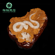 Natural jade zodiac zodiac Snake Pendulum pieces Living room Merchants Handicraft Wine Cabinet TV Cabinet Office Auspicious Items
