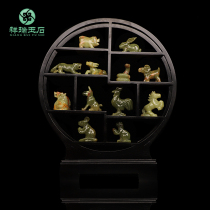 Natural jade duozodiac Shows full set of rat Bull Tiger Rabbit Dragon Snake Horse Monkey Chicken Dog Pig Decorative Handiwork