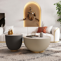 Italian Style Light Extravagant Tea Table Modern Advanced Senses Home Round Rock Board Mesh Red Minimalist Living-room Extremely Simple Size Round Tea Table