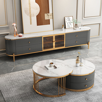 Willstyle Light Lavish Rockboard TV Cabinet Tea Table Combination Modern Minima Living-room Ground Cabinet Small Family Furniture Combination Suit