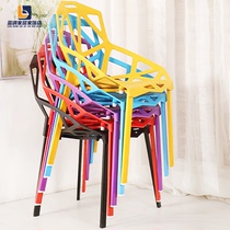 Plastic chair creative geometry chair simple modern desk and chair hollow chair backCafe chair chair chair casual chair