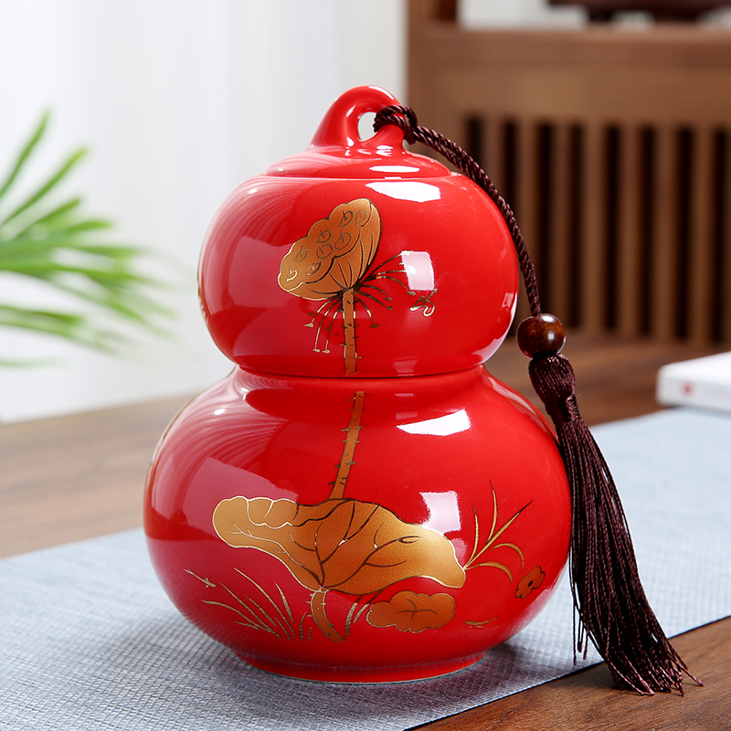 Standard calabash tea canister - red