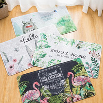 ins Nordic green plant creative entrance floor mat home door toilet non-slip carpet silk ring foot pad