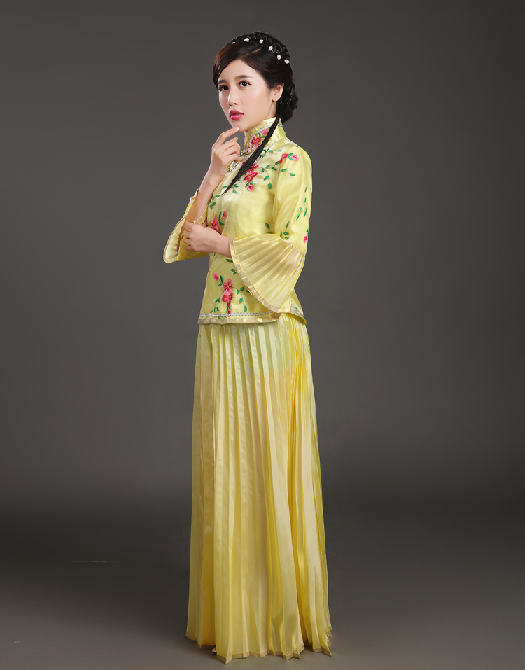 古装民国中式婚礼姐妹小凤仙戏服古筝演出服angelababy秀禾伴娘服