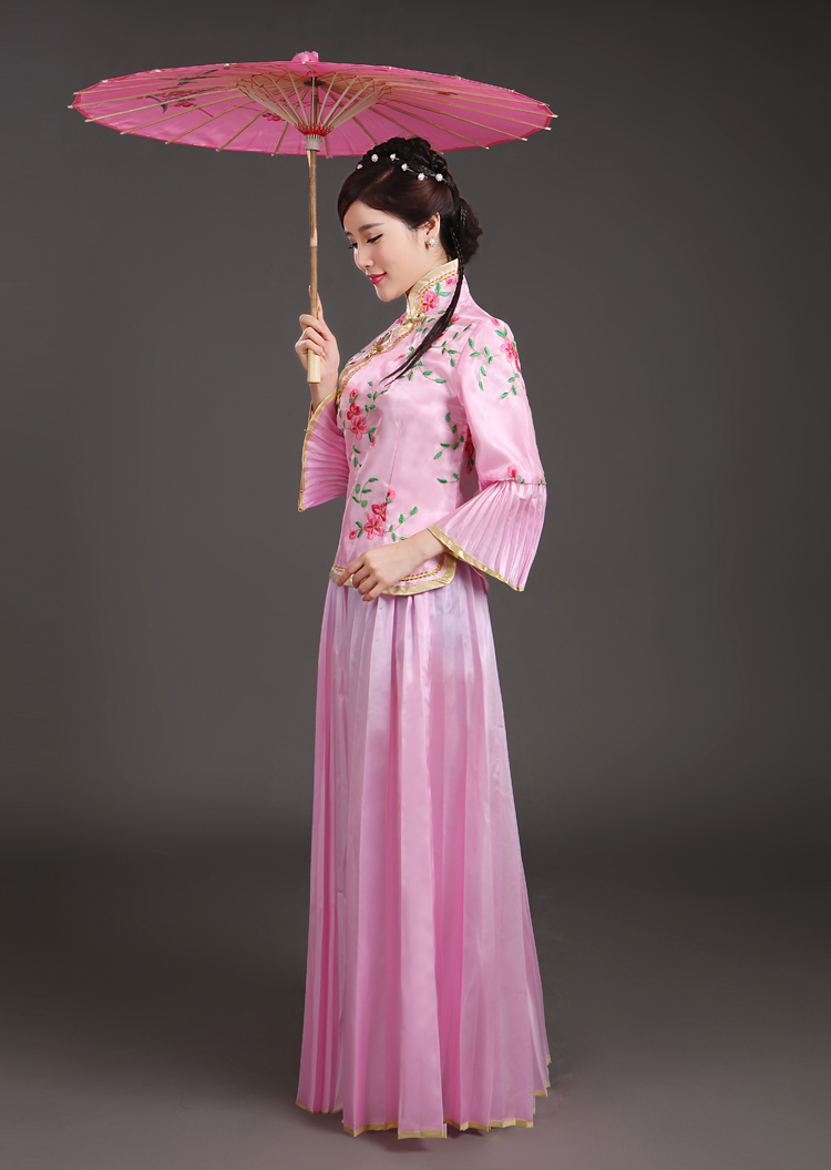 古装民国中式婚礼姐妹小凤仙戏服古筝演出服angelababy秀禾伴娘服