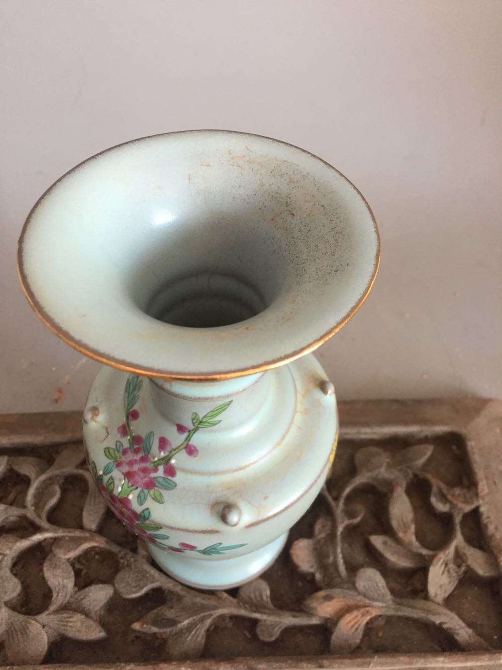 song dynasty ru kiln sky celadon glazed gold painting collection antique antique porcelain antique porcelain ornaments rural old goods