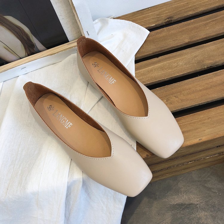 Buy Women�s Korean style casual flat shoes leather sqaure