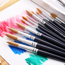 New concept watercolor pen 200 Wood round Rod nylon hair pointed watercolor pen round head Hook pen hand drawing illustration pen